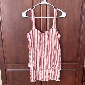Bobeau Striped Rayon Top in Pink and Purple